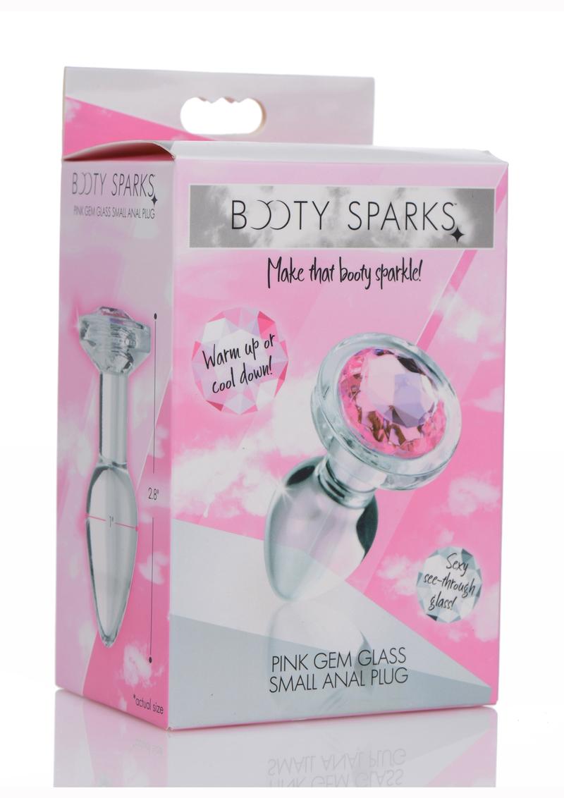 Booty Sparks Pink Gem Glass Anal Plug - Small - Pink