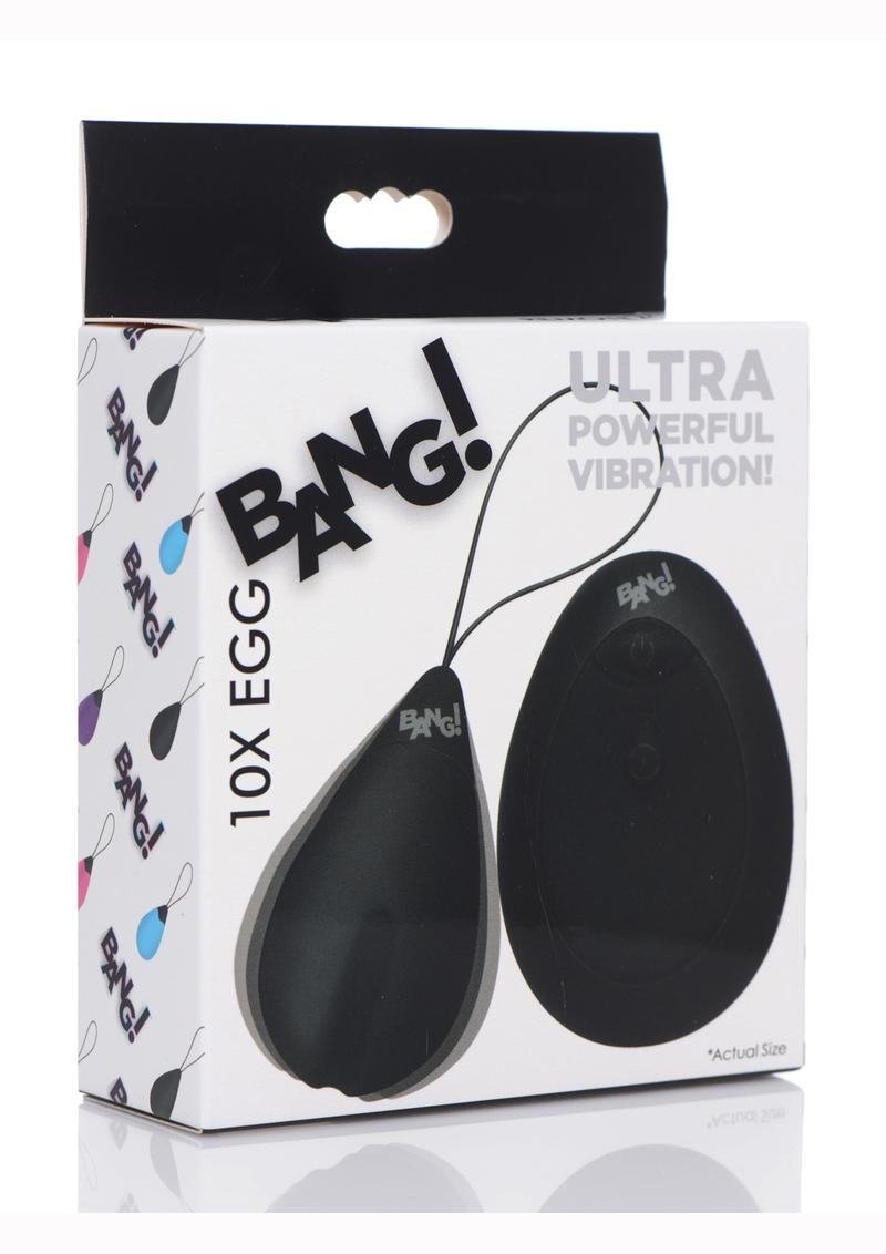 Bang 10X Rechargeable Silicone Vibrating Egg With Remote Control - Black