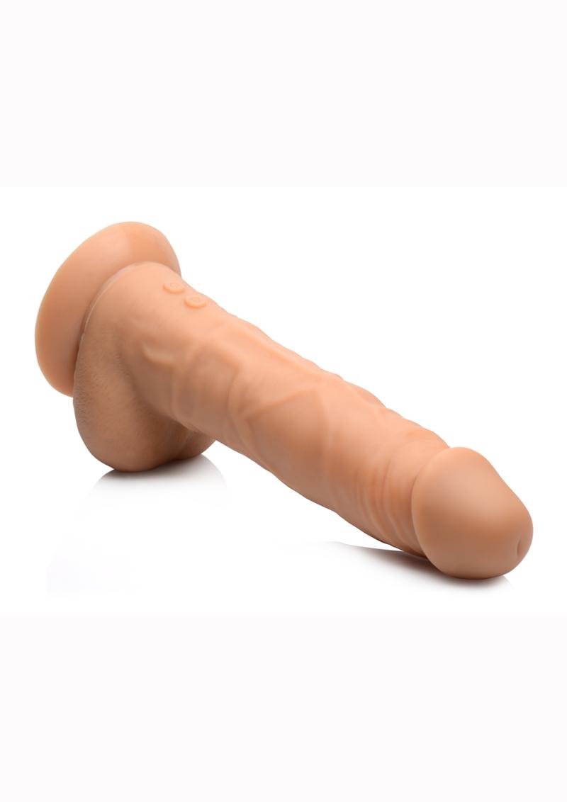 Master Series Power Pounder Realistic Thrusting Rechargeable Silicone Dildo - Caramel