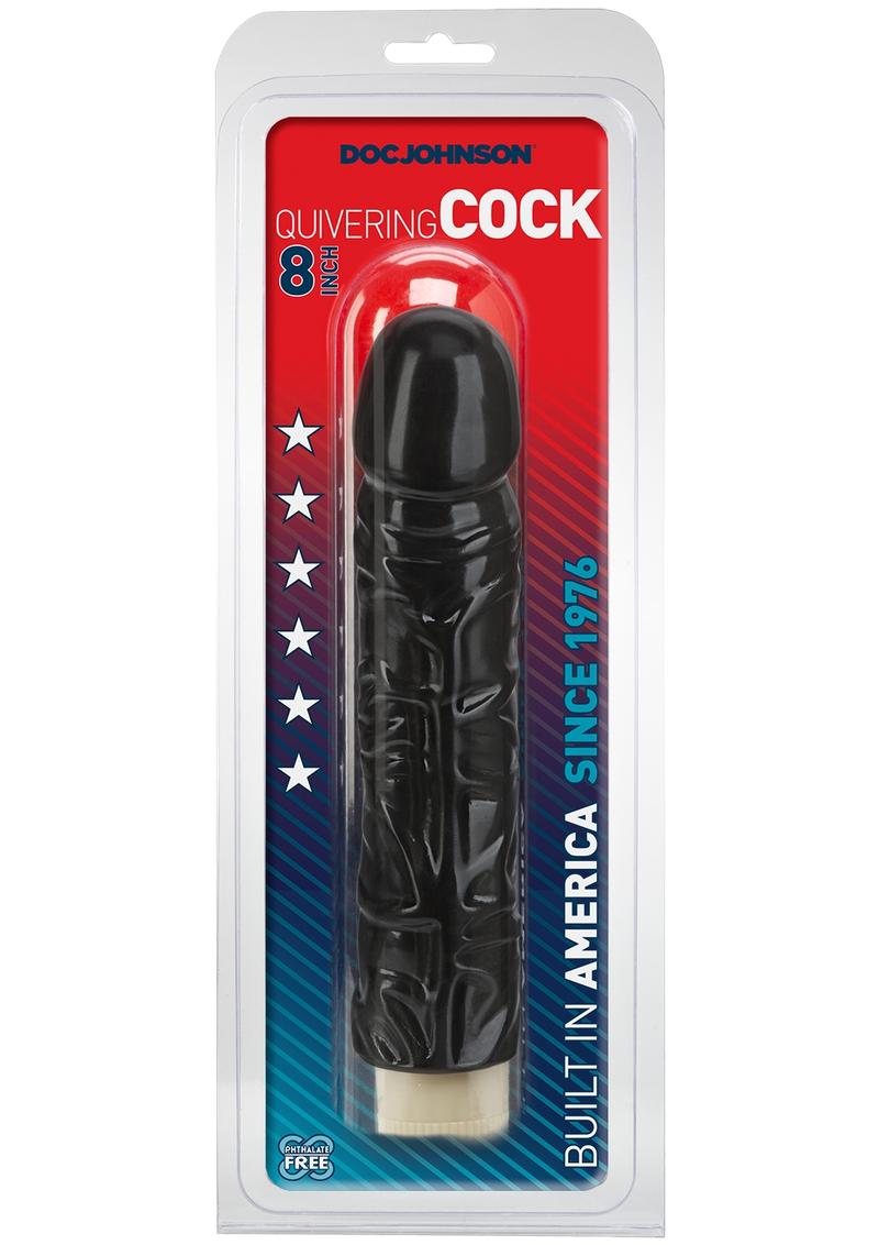 Quivering Cock Vibrating Dildo 8in - Black