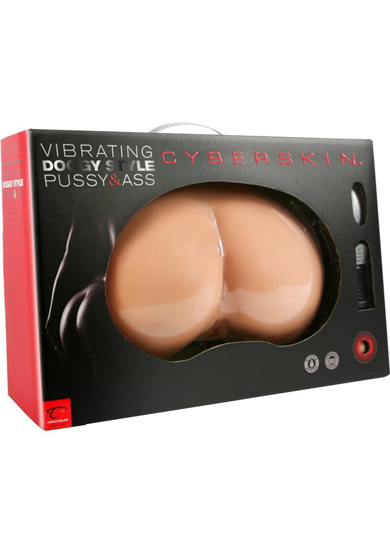 CyberSkin Doggy Style Vibrating Masturbator - Pussy And Butt - Vanilla