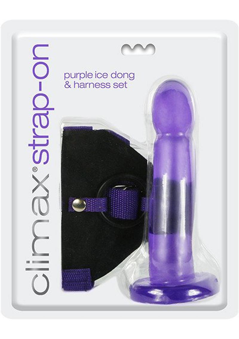 Climax Strap-On Dong And Harness Set Purple