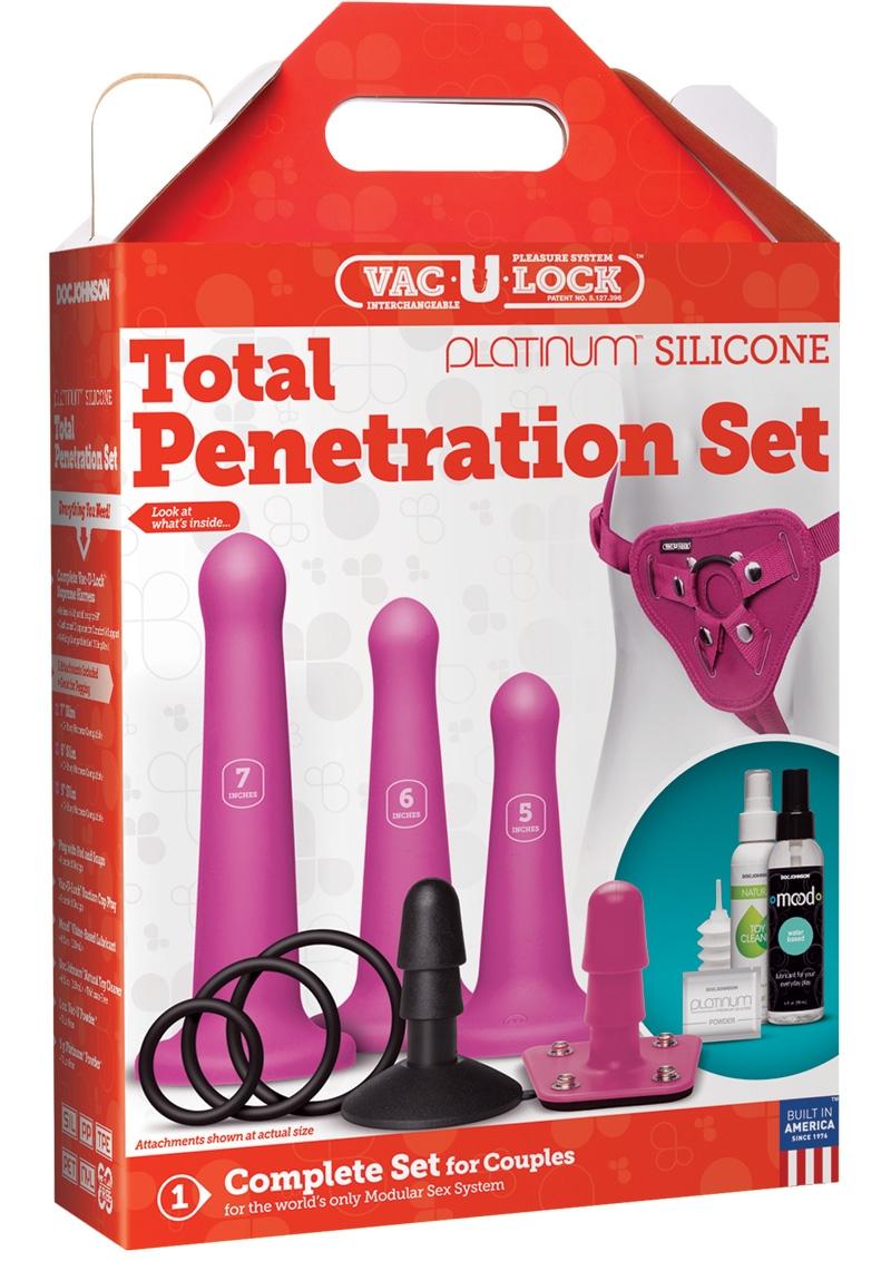 Vac-U-Lock Platinum Silicone Total Penetration Set - Pink