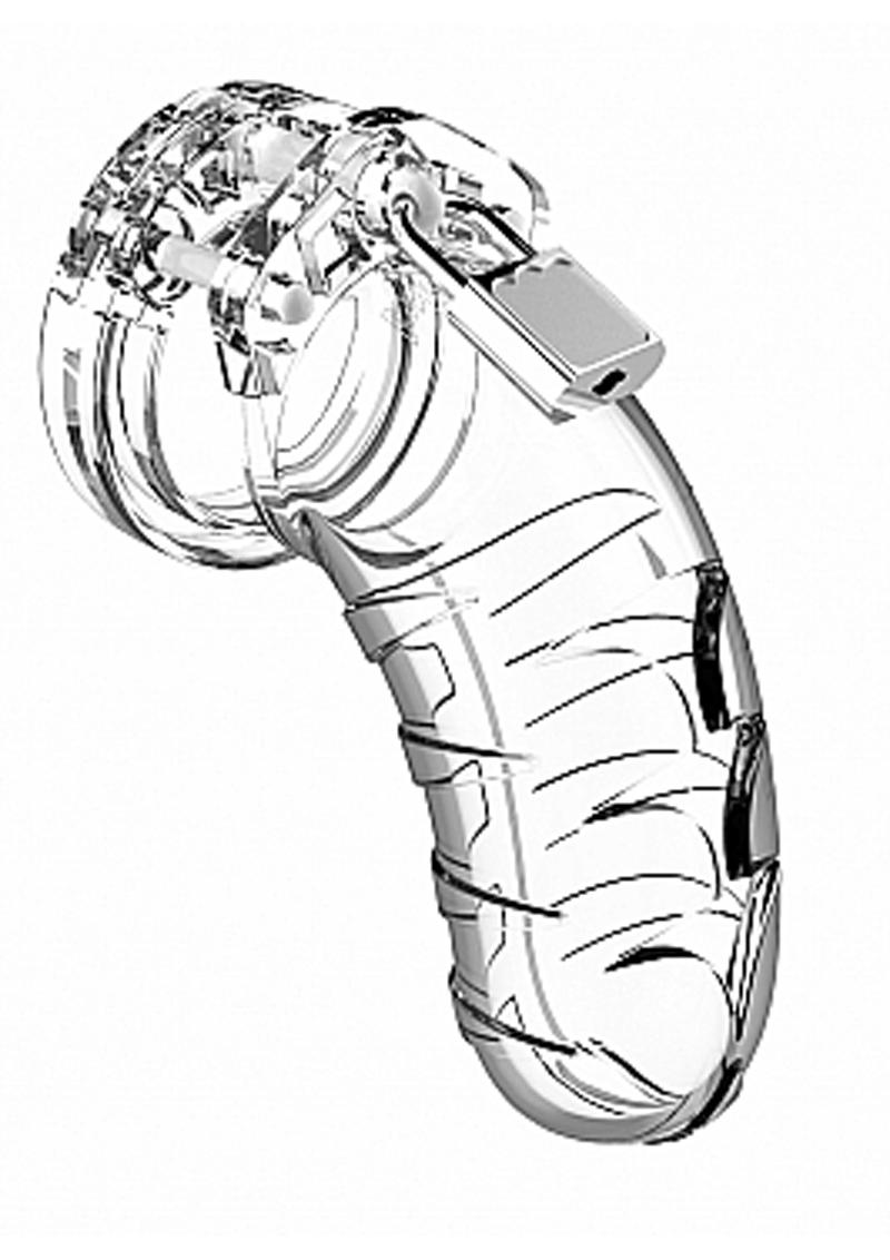 Man Cage Model 04 Male Chastity With Lock 4.5in - Clear