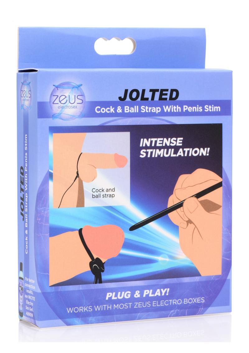 Zeus Electrosex Jolted Cock and Ball Strap with Silicone Penis eStim - Black