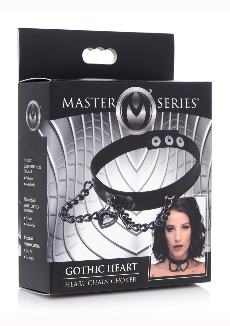 Master Series Silicone Gothic Heart Chain Choker - Black