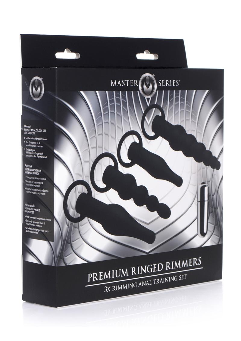 Master Series Premium Ranged Rimmers 3X Vibrating Silicone Rimming Anal Training Set - Black **Special Order**