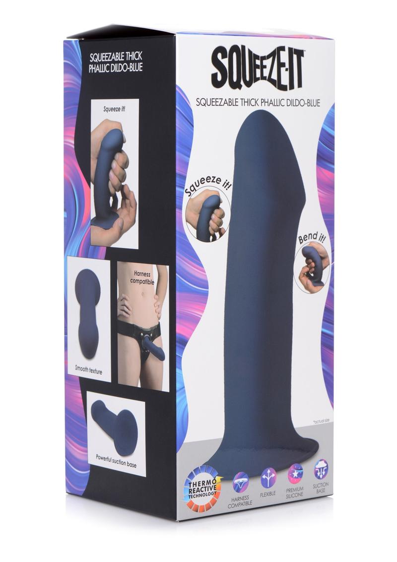 Squeeze-It Squeezable Thick Dildo *Special Order*- 6.9in - Blue
