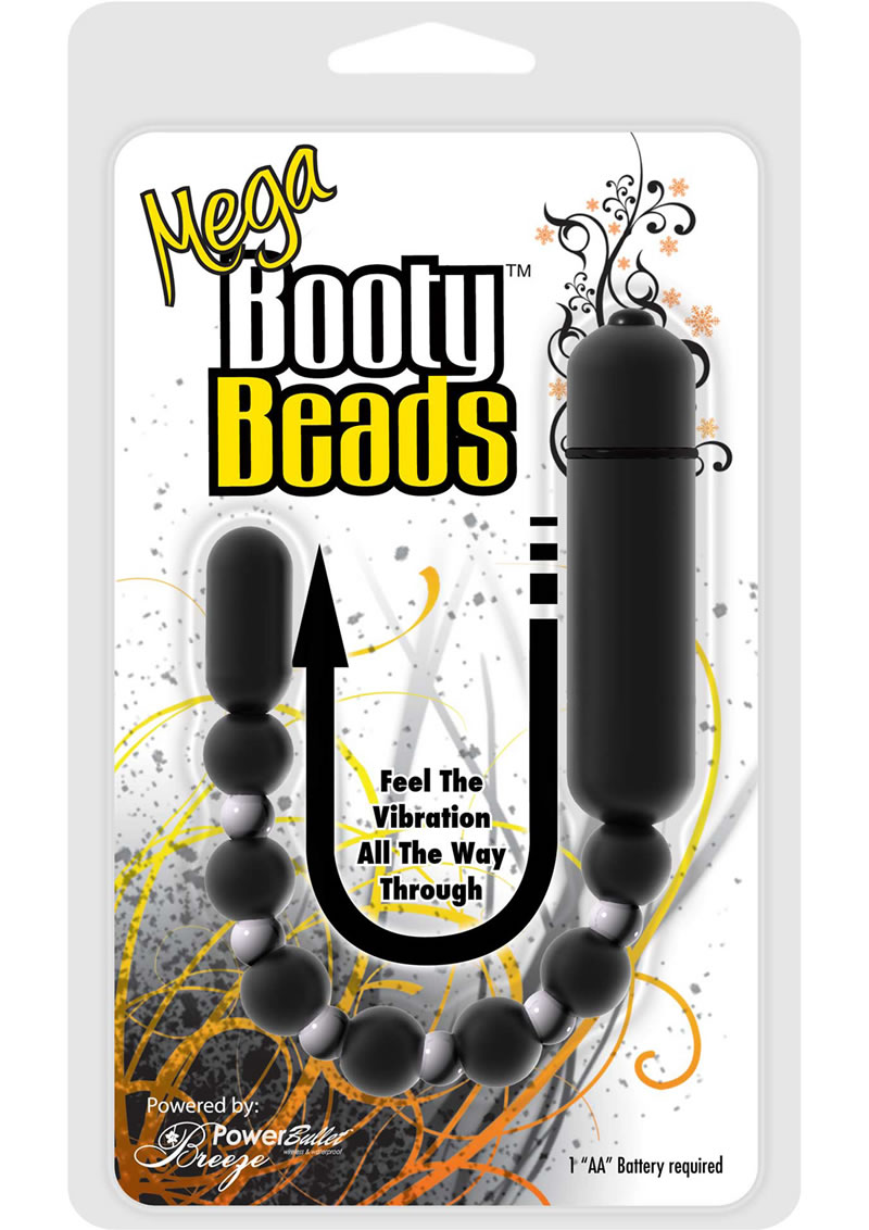 Mega Booty Beads Vibrating Anal Beads - Black