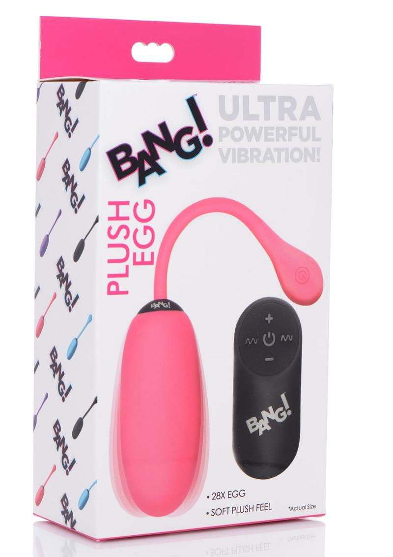 Bang! 28x Plush Silicone Rechargeable Egg With Remote Control - Pink