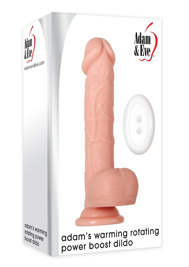 Adam andamp; Eve Adam`s Rechargeable Silicone Warming Rotating Power Boost Dildo With Remote Control 7.5in - Vanilla