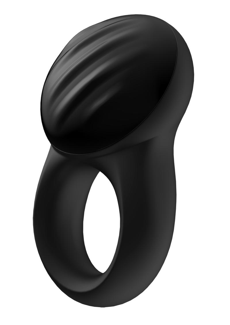Satisfyer Signet Ring Rechargeable Silicone Couple`s Ring - Black