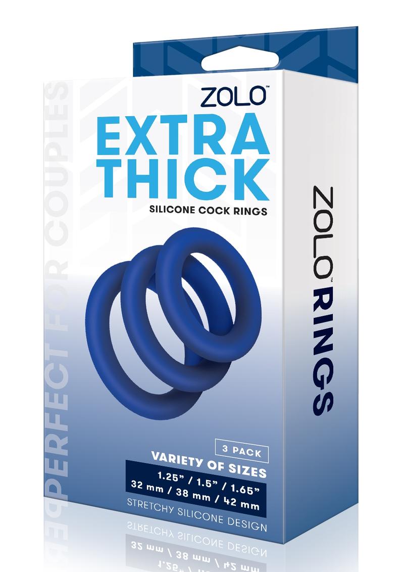 Zolo Extra Thick Silicone Cock Ring 3pk - Navy