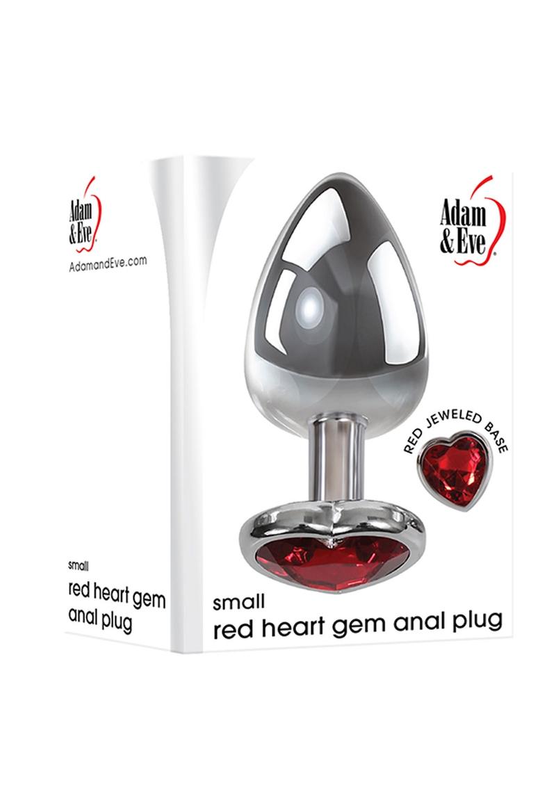Adam andamp; Eve Heart Gem Anal Plug Small - Silver/Red