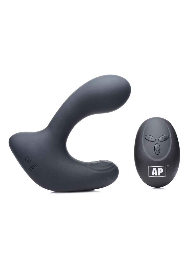 Alpha Pro 10X P-Pulse Taint Tapping Prostate Silicone Rechargeable Vibrator With Remote Control - Black