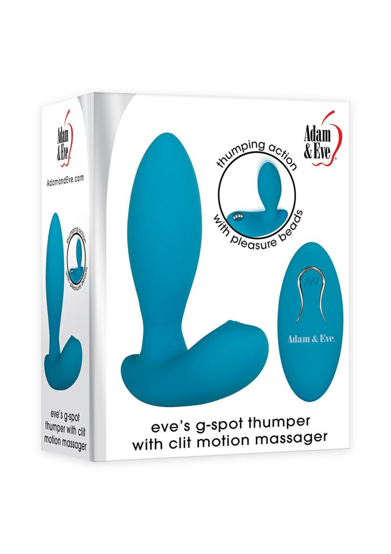 Adam andamp; Eve Eve`s G-Spot Thumper With Clit Motion Silicone Rechargeable Remote Control Massager - Teal