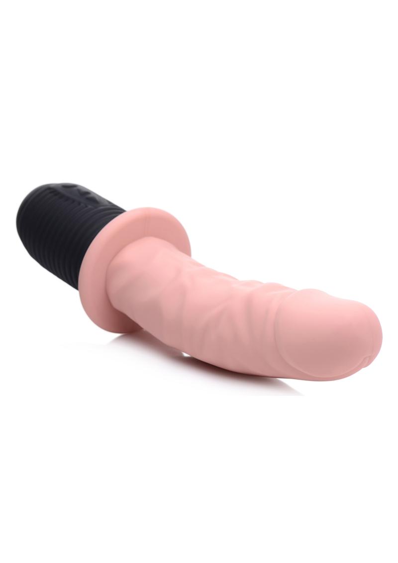 Master Series 10x Vibrating andamp; Thrusting Silicone Rechargeable Dildo With Handle 10in - Vanilla