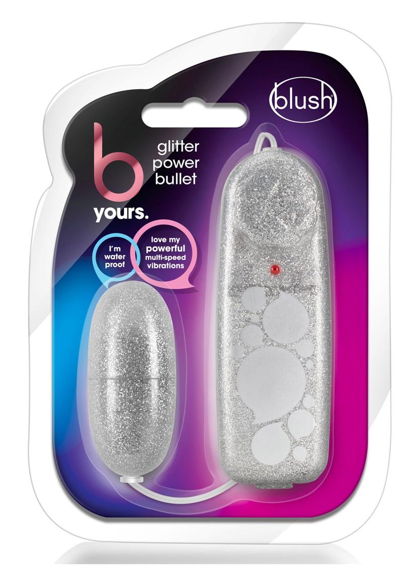 B Yours Glitter Power Bullet Vibrator With Remote Control - Silver