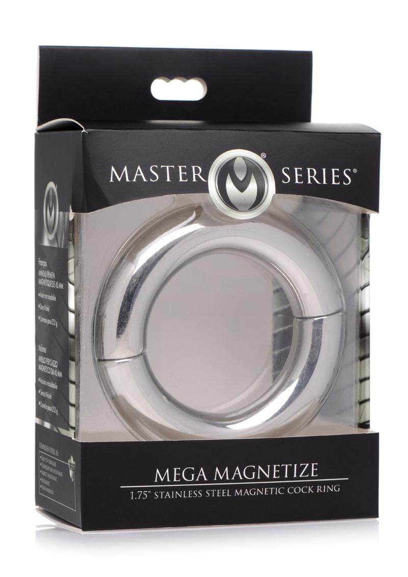 Master Series Mega Magnetize Stainless Steel Cock Ring 1.75in - Silver