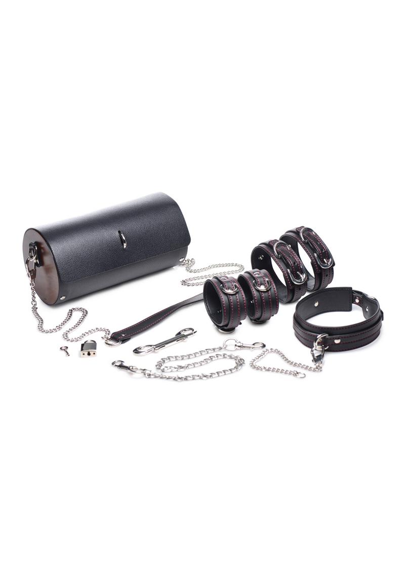 Master Series Kinky Clutch Bondage Set With Carrying Case - Black/Brown