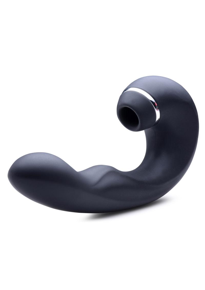 Inmi Shegasm 5 Star Tapping Silicone Rechargeable G-Spot Vibrator With Suction - Black