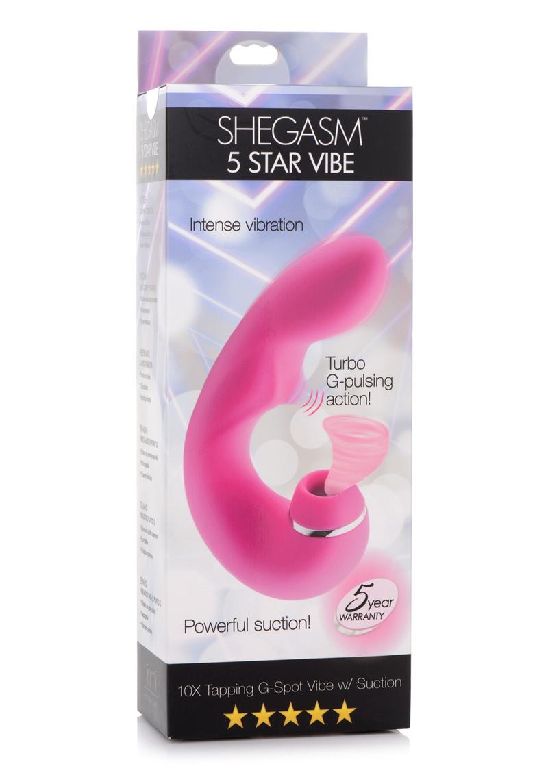 Inmi Shegasm 5 Star Tapping Silicone Rechargeable G-Spot Vibrator With Suction - Pink