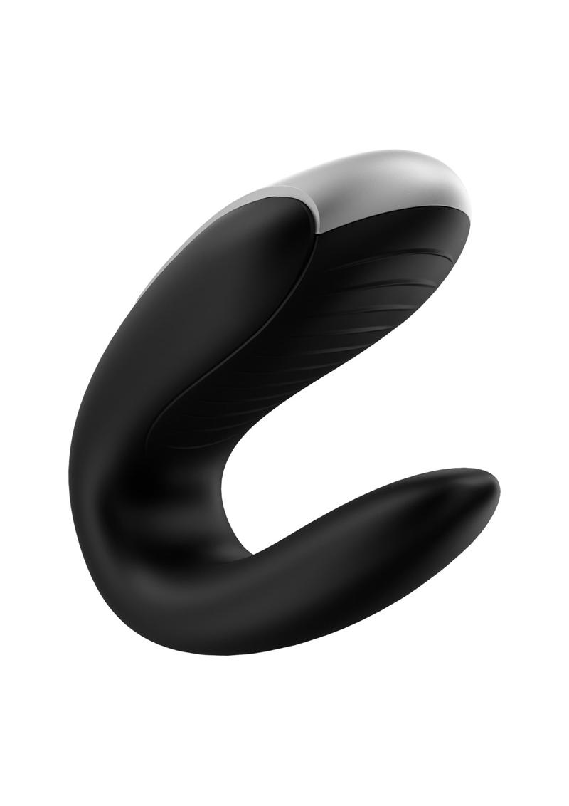 Satisfyer Double Fun Silicone Rechargeable Dual Vibrator With Remote Control - Black