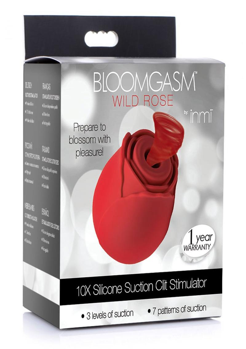 Inmi Bloomgasm Wild Rose 10x Silicone Rechargeable Licking Clit Stimulator - Red