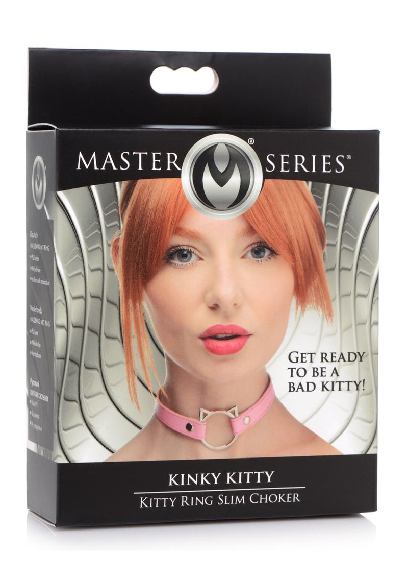Master Series Kinky Kitty Adjustable Ring Choker Slim - Pink