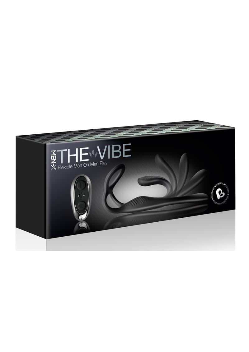 The-Vibe Silicone Rechargeable Anal Stimulator With Remote Control - Black/Silver