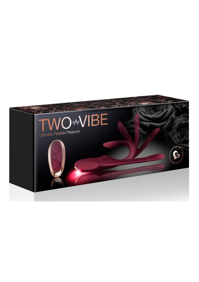 Two-Vibe Silicone Rechargeable Dual Vibrator With Remote Control - Burgandy