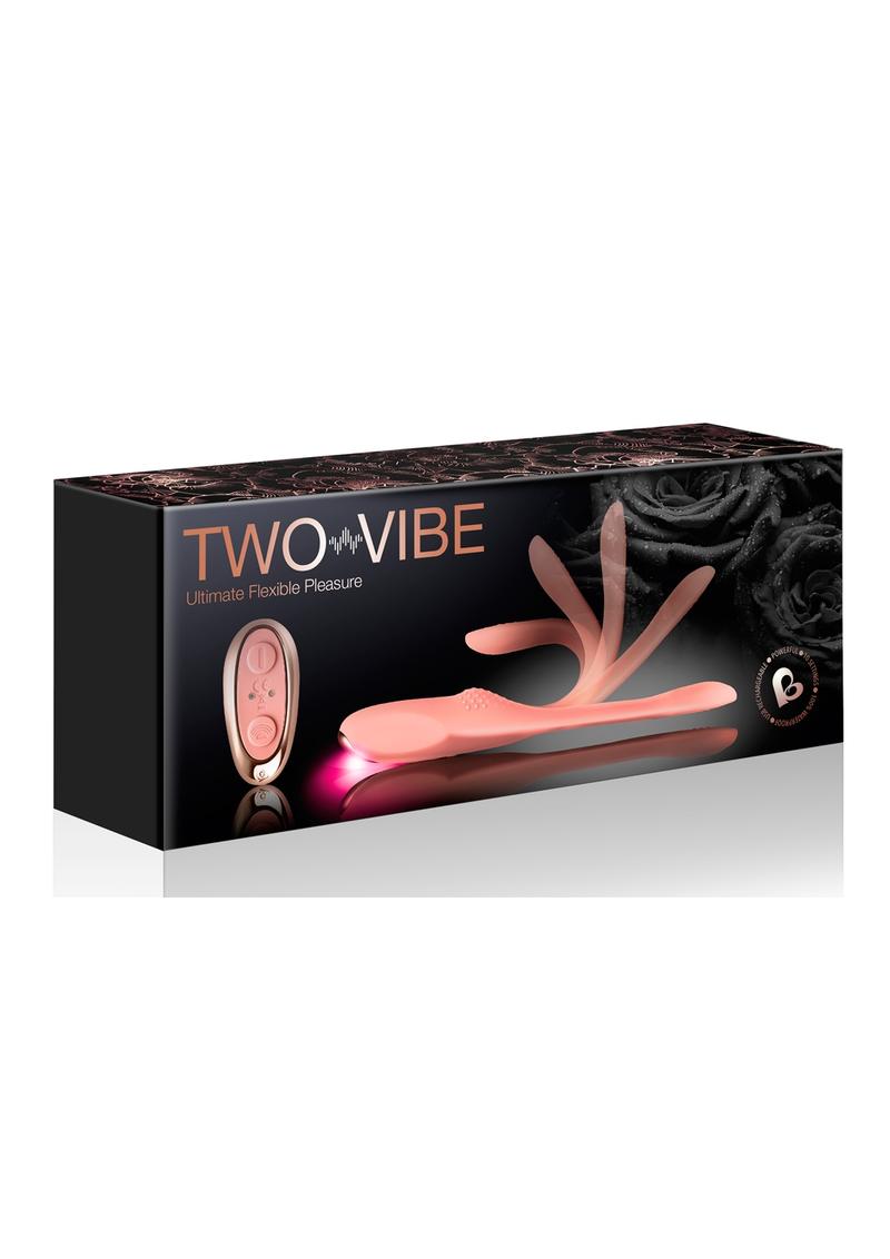 Two-Vibe Silicone Rechargeable Dual Vibrator With Remote Control - Pink/Silver