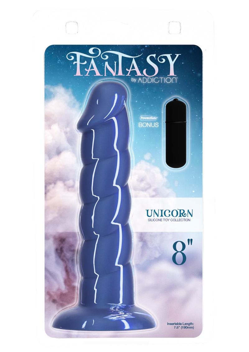 Addiction Fantasy Unicorn Silicone Dong 8in - Blue