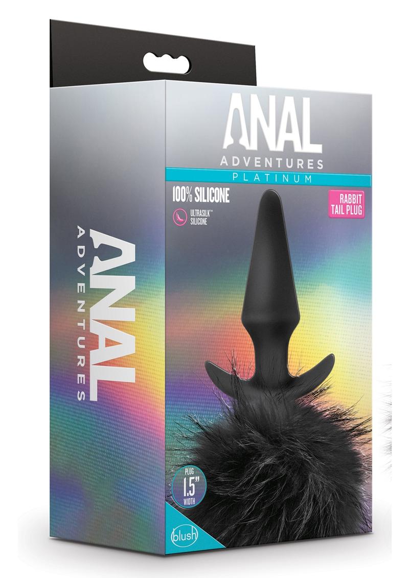 Anal Adventures Platinum Rabbit Tail Plug - Black