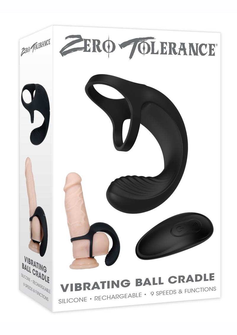 Zero Tolerance Vibrating Ball Cradle Silicone Rechargeable Cockring With Remote Control - Black