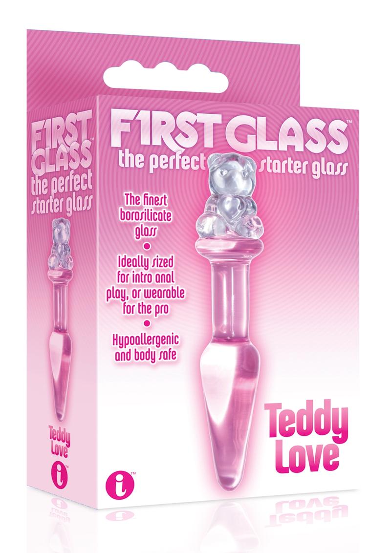 First Glass Teddy Love Glass Butt Plug - Pink