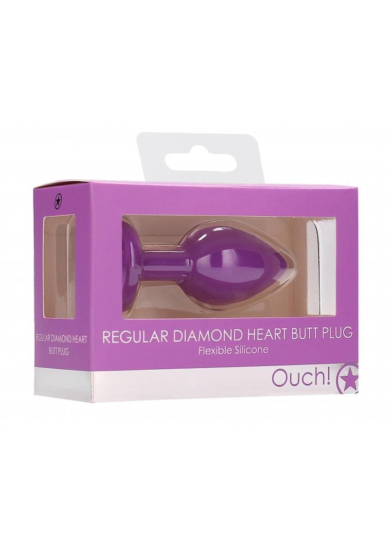 Ouch! Diamond Heart Butt Plug - Regular - Purple