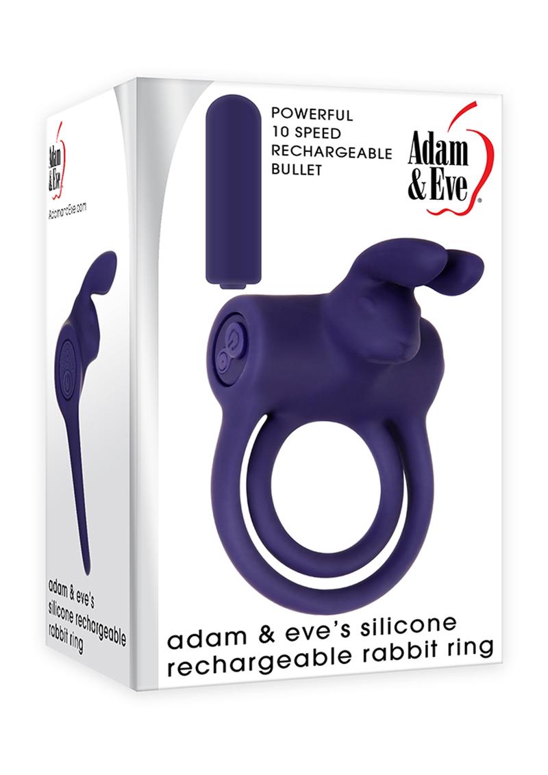 Adam andamp; Eve`s Silicone Rechargeable Rabbit Ring - Purple