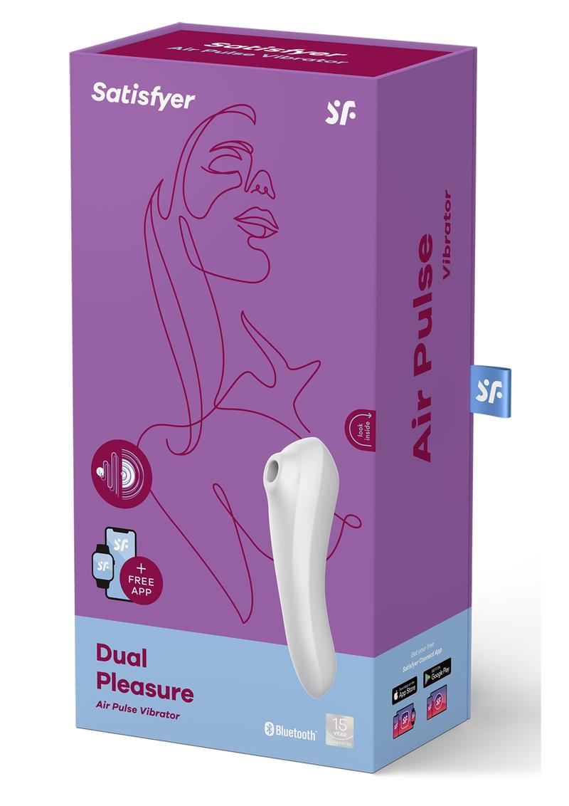 Satisfyer Dual Pleasure Rechargeable Silicone Vibrator With Clitoral Stimulator - White