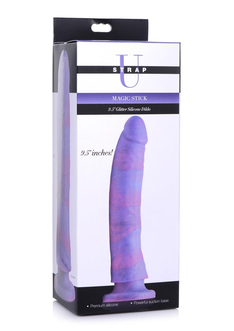 Strap U Magic Stick Glitter Silicone Dildo 9.5in - Purple