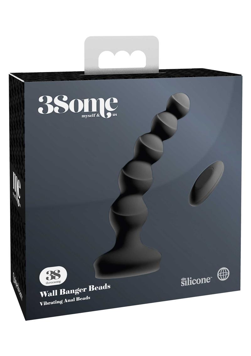 3Some Wall Banger Silicone Rechargeable Remote Control Anal Beads - Black
