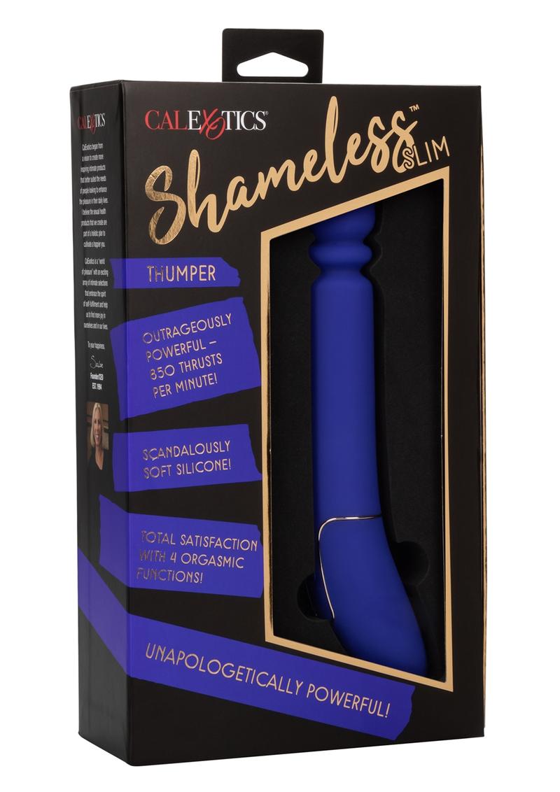 Shameless Slim Thumper Silicone Rechargeable Thrusting Vibrator - Blue