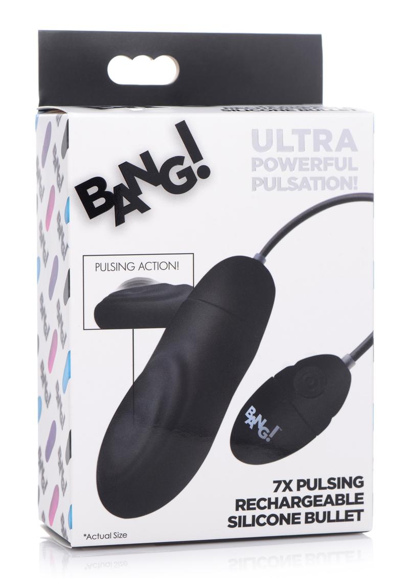 Bang 7X Pulsing Rechargeable Silicone Bullet Vibrator - Black