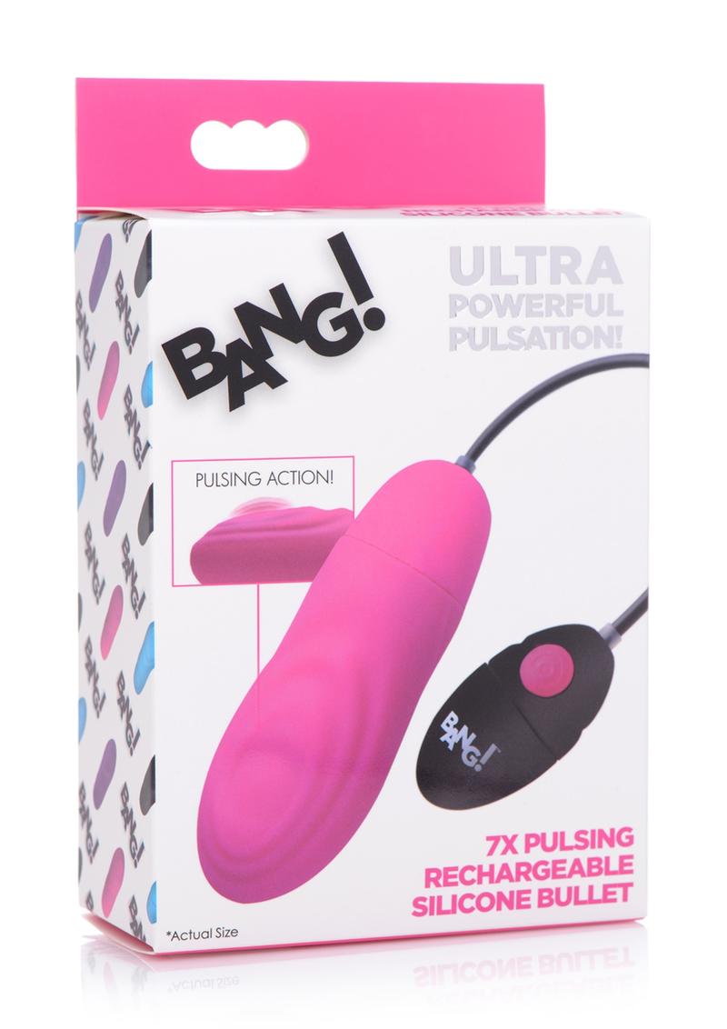Bang 7X Pulsing Rechargeable Silicone Bullet Vibrator - Pink
