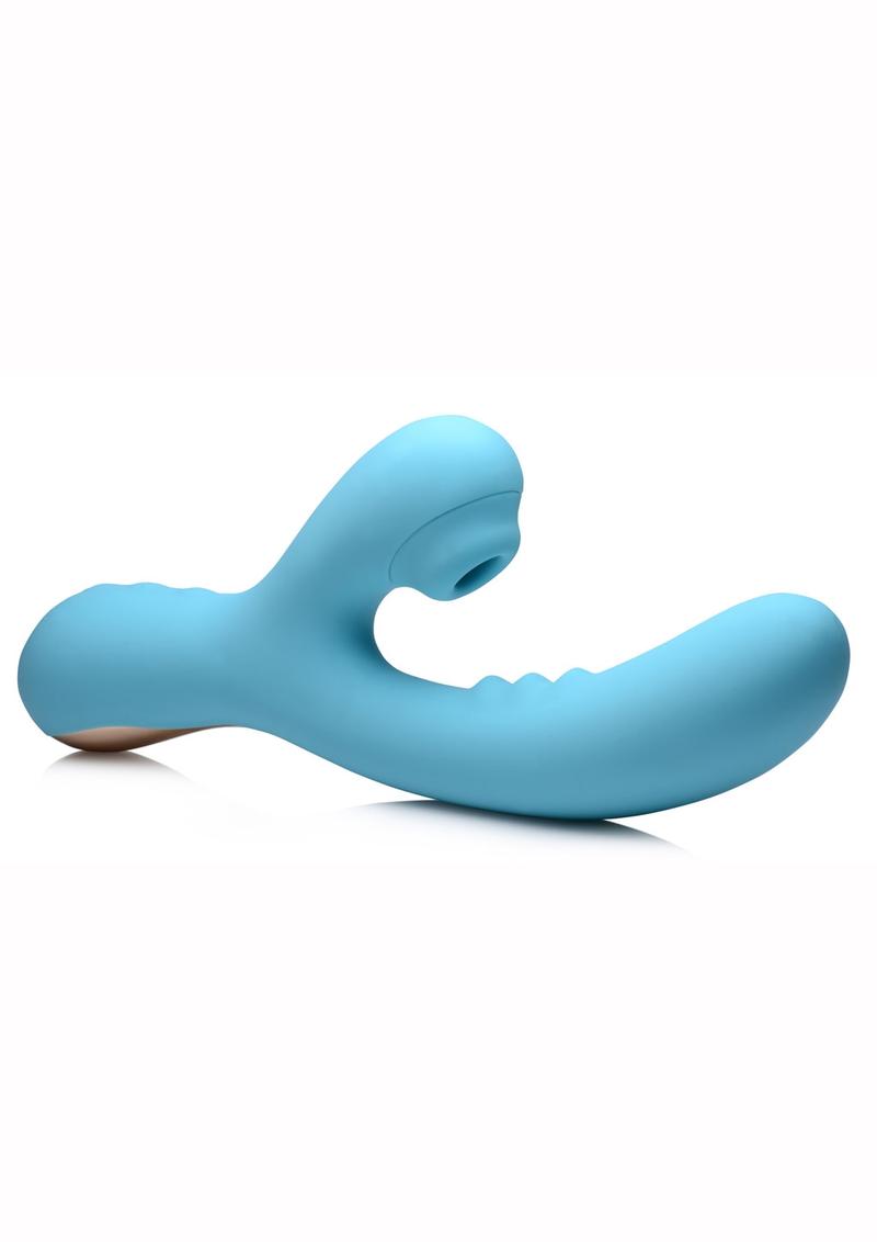 Inmi 5 Star 8X Silicone Rechargeable Suction Rabbit Vibrator - Teal