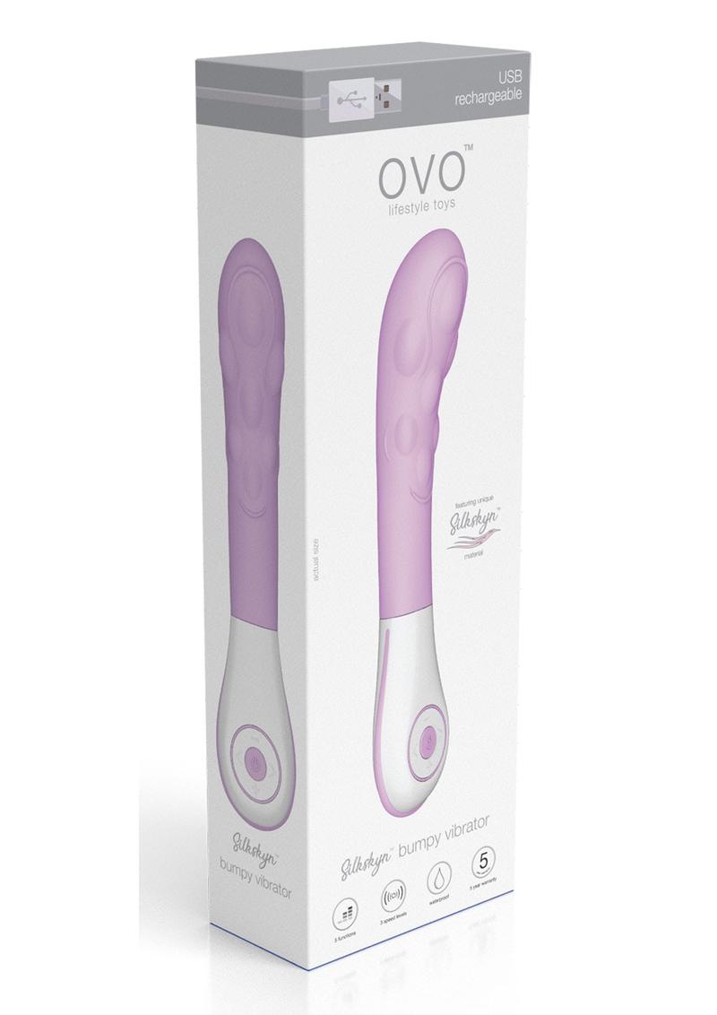 Ovo Silkskyn Rechargeable Silicone Bumpy Vibrator - Pink/White