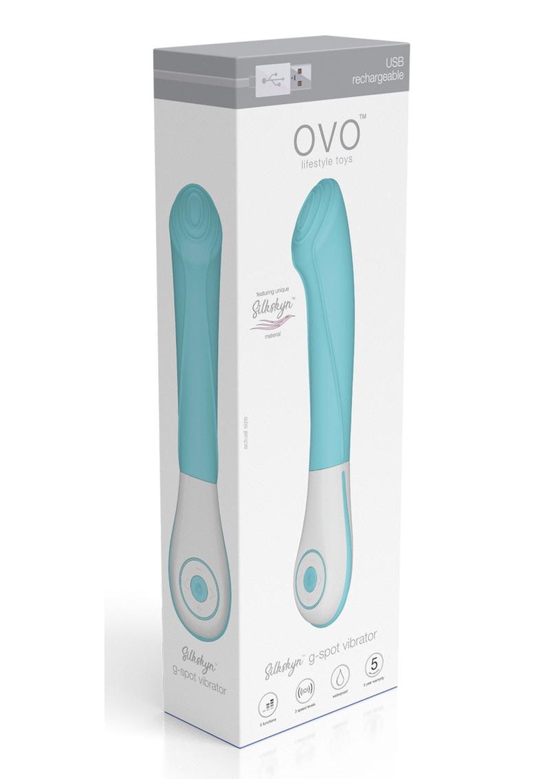 Ovo Silkskyn Rechargeable Silicone G-Spot Vibrator - Blue/White