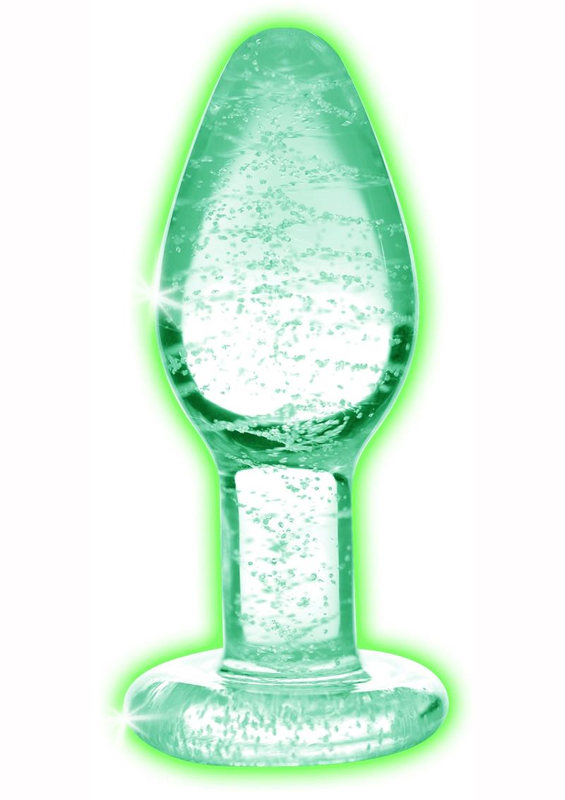 Booty Sparks Glow In The Dark Glass Anal Plug - Small - Clear