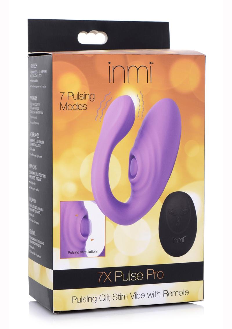 Inmi 7X Pulse Pro Pulsing Silicone Rechargeable Clit Stim Vibe With Remote Control - Purple