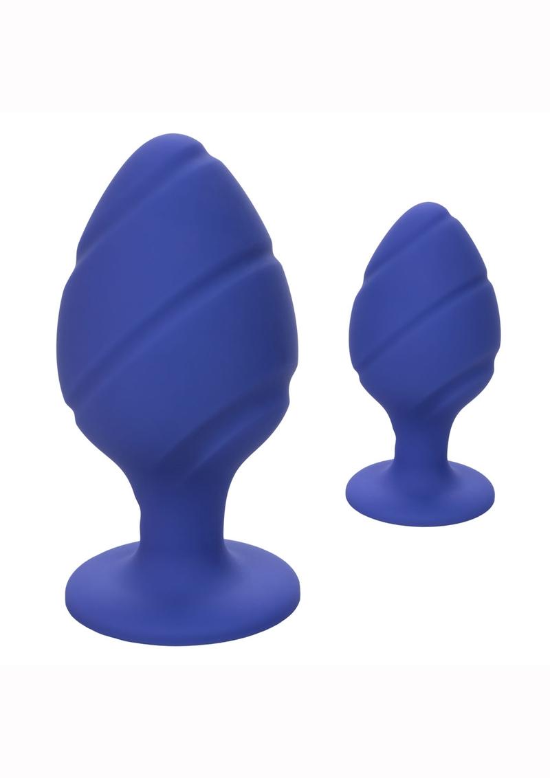 Cheeky Silicone Textured Anal Plugs Large/Small (Set of 2) - Purple